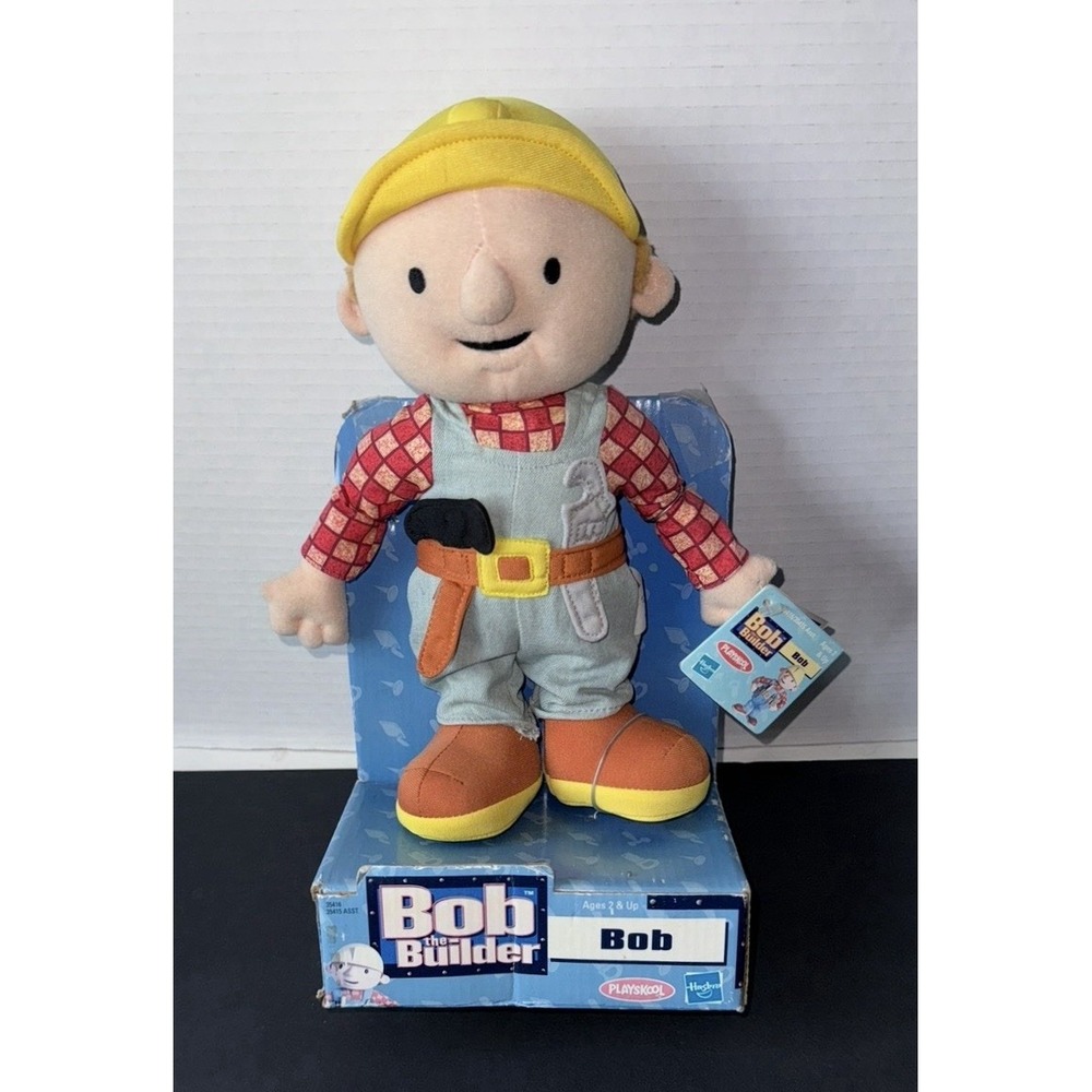 Bob The Builder Stuffed Plush Toy Doll VTG 2001 Playskool Hasbro Box Tag 10" NOS